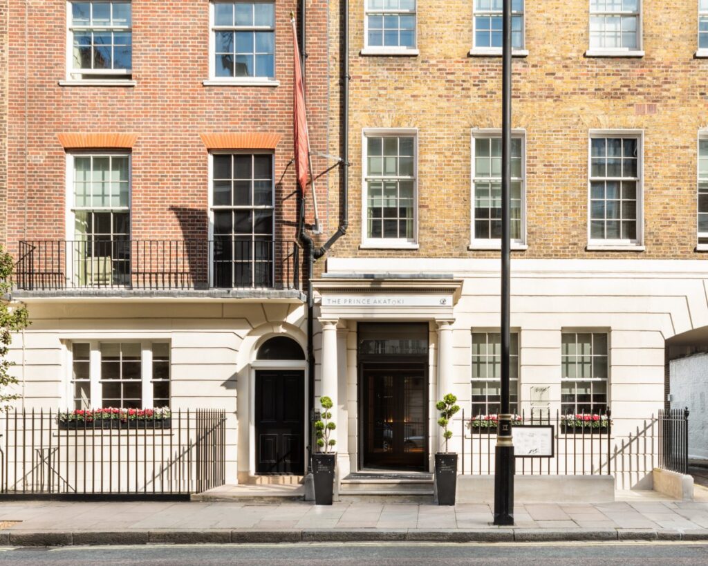 The Prince Akatoki hotel frontage, just a few minutes' walk from Marble Arch and Oxford Street.